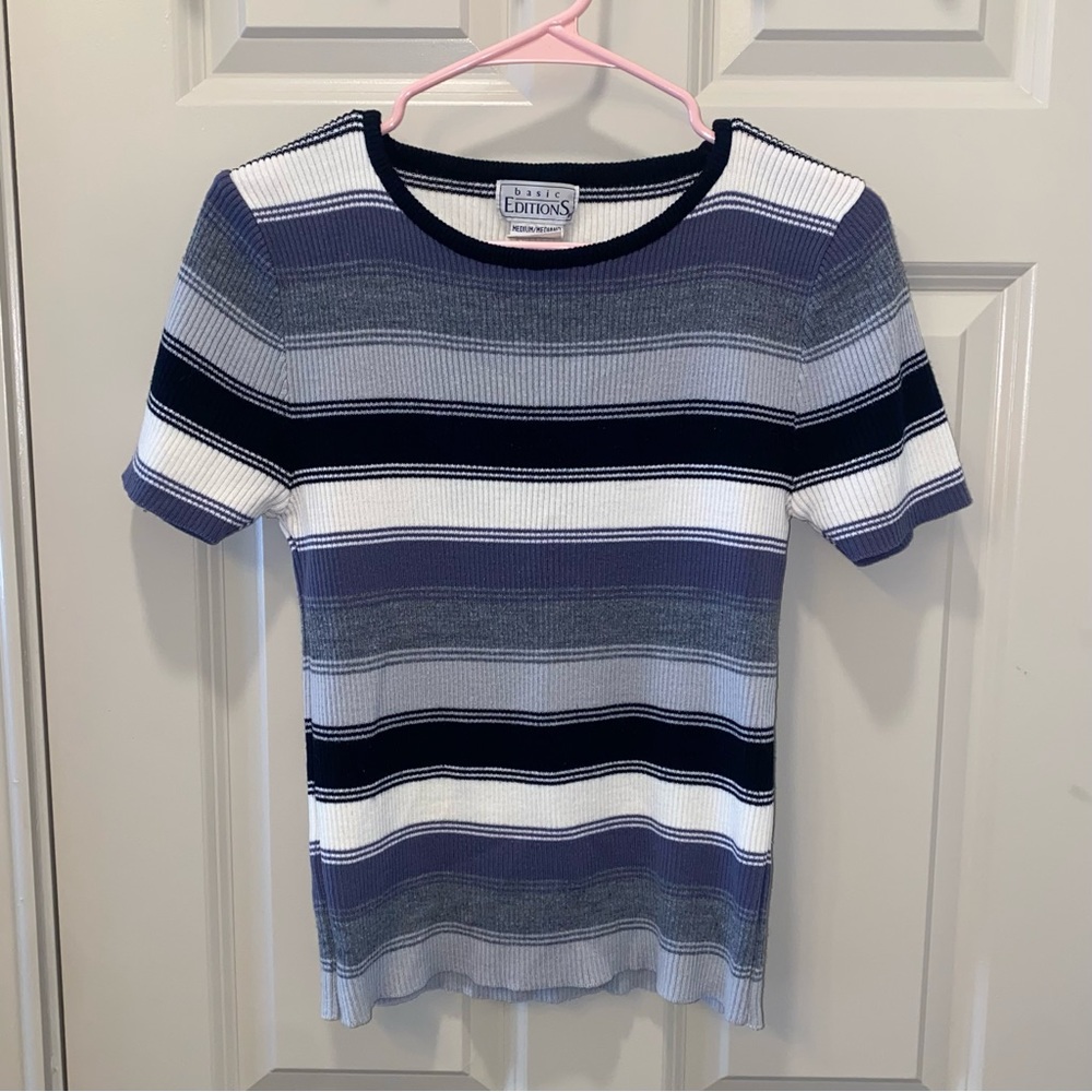 Vintage Purple Striped Ribbed Shirt. Size Medium.